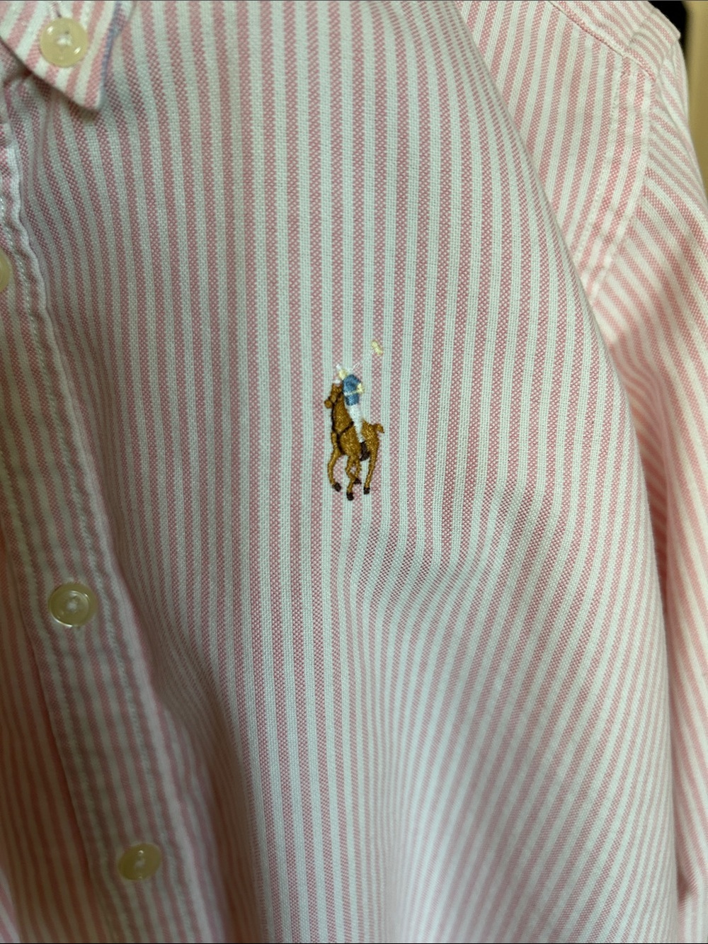 Ralph Lauren Women’s Pink Striped Slim Fit Oxford Button-Down Shirt - Picture 5 of 6